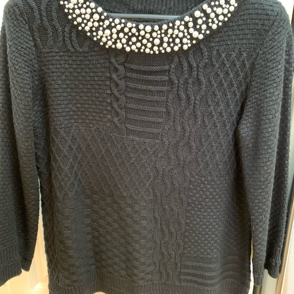 Karl Lagerfeld Paris Pearl Neck Sweater - Picture 2 of 5